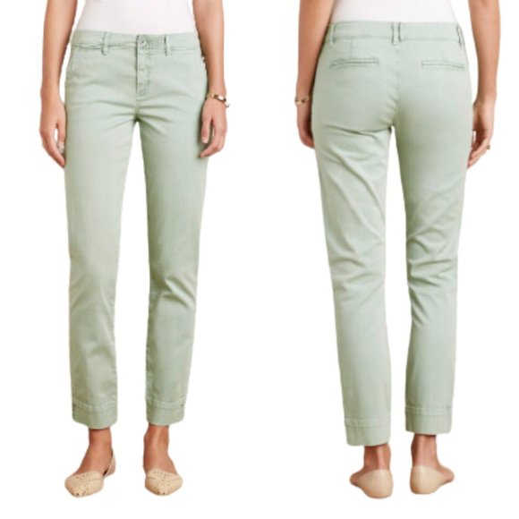 Eddie Bauer Pants Boyfriend Slim Trouser Chino Light Sage Green SZ 0 - NEW! - Picture 1 of 16